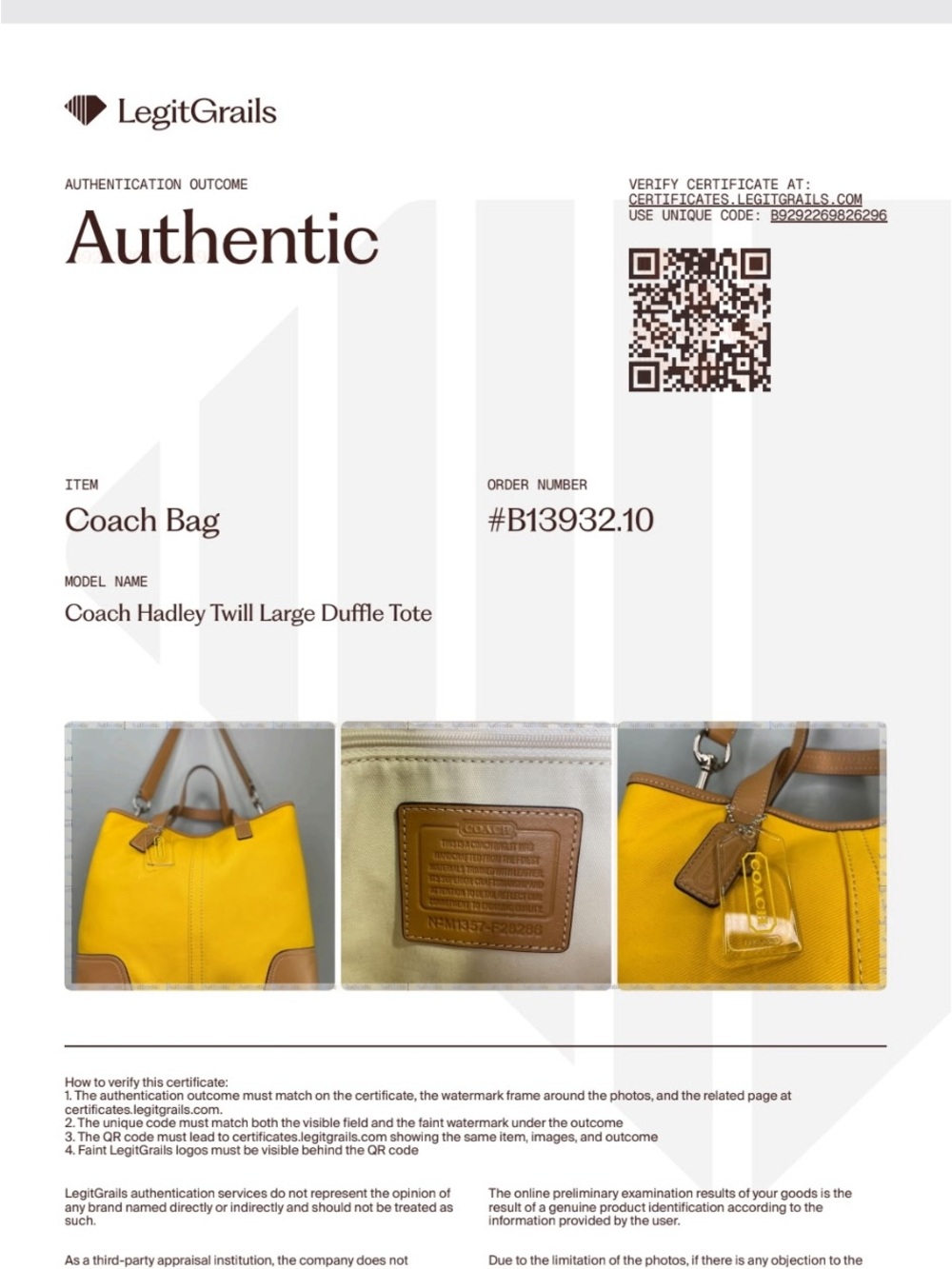 Coach Hadley Twill Large Duffel Tote in Sunflower Yellow - Picture 14 of 14
